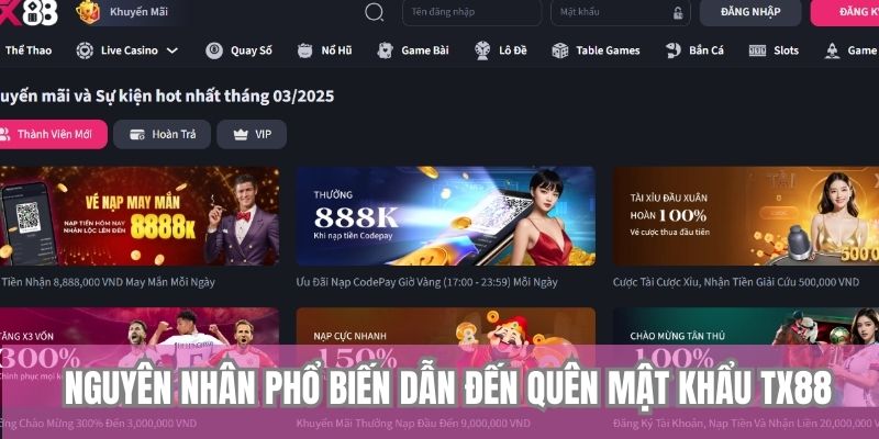 Quên Mật Khẩu TX88 - Hướng Dẫn Cách Lấy Lại Chi Tiết 2 Nguyên nhân phổ biến khiến người dùng quên mật khẩu TX88
