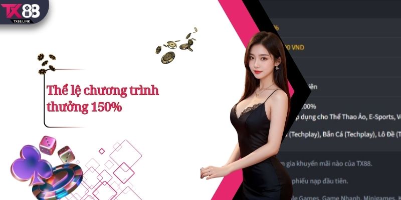TX88 - Nhà Cái Casino Số 1 Việt Nam | Thưởng Nạp Đầu +99K 25 Thể lệ chương trình thưởng 150%